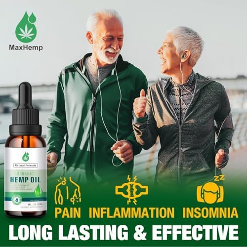 MaxHemp Organic Hemp Oil bottle with dropper