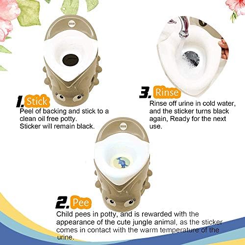 Five pack of reusable color changing potty training stickers