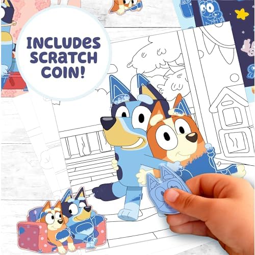 Nine page interactive scratch and color book packaging for ages three and up