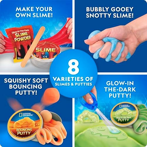 National Geographic STEM science set showing kids experimenting with magnetic and fluffy slime
