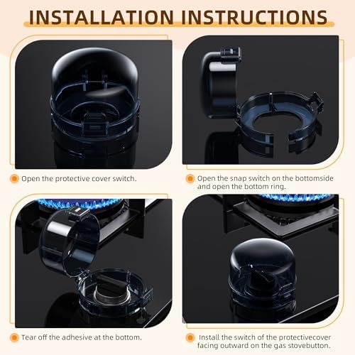 Wilniry universal gas oven knob safety cover open view