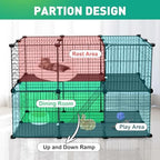 VISCOO 41 Panels Pet Playpen, 35.4" L x 23.6" W x 23.6" H Small Animal Playpen with 2 Doors, C&C Cage for Guinea Pigs,Rabbit,Bunny,Hedgehogs, Puppy Play Pen Indoor Outdoor, Two-Story Chicken Play Pen - Image 3