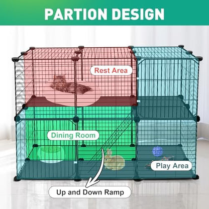 VISCOO 41 Panels Pet Playpen, 35.4" L x 23.6" W x 23.6" H Small Animal Playpen with 2 Doors, C&C Cage for Guinea Pigs,Rabbit,Bunny,Hedgehogs, Puppy Play Pen Indoor Outdoor, Two-Story Chicken Play Pen - Image 3