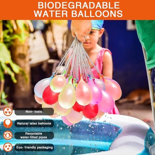 Twelve pack assortment of automatic quick fill water balloons for children and adults splash parties.