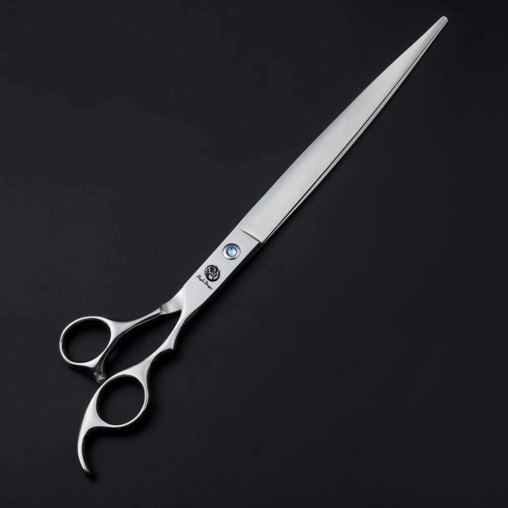 Purple Dragon professional barber shears alongside its included black protective storage bag