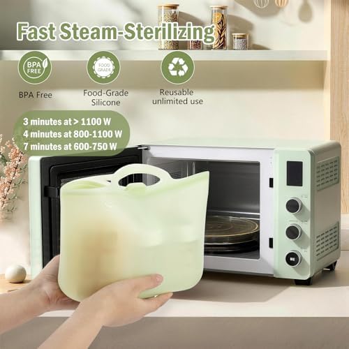 Sicyeast 2000ml microwave steam bag with baby bottles inside