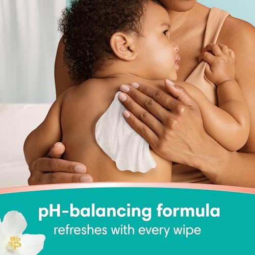 Pampers Clean and Calm 336 count wet wipes box showing clinical safety details