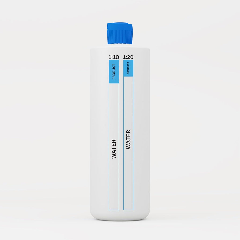 We Love Doodles dilution bottle pack showing instructions to add water first
