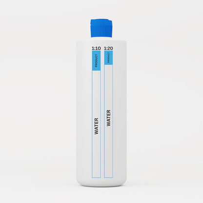 We Love Doodles dilution bottle pack showing instructions to add water first