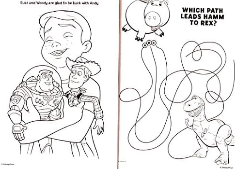 Oversized Disney Pixar coloring book page sample showcasing large illustrations of Woody and Jessie