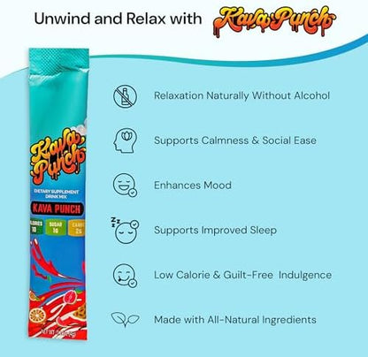 Kava Punch kava kava extract stress relief drink mix individual portable stick packs