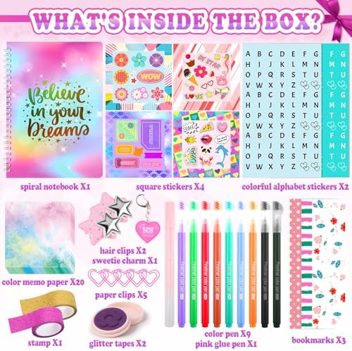 Close up of Nsrzua scrapbook supplies including glitter tape and frames