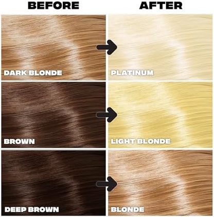 Good Dye Young moisturizing vegan bleach kit unboxed components displaying powder packet and cream developer.