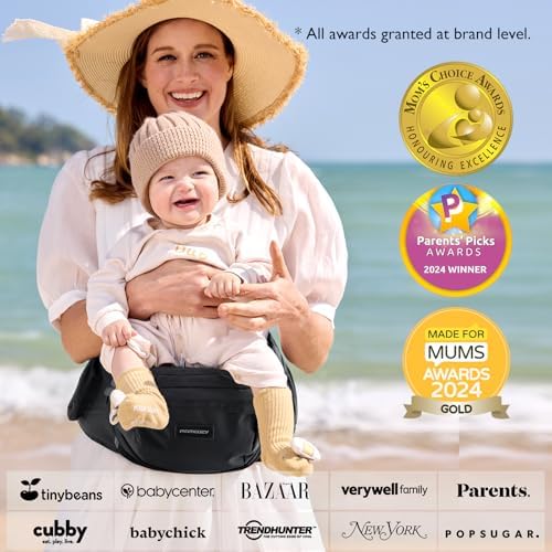 Momcozy baby carrier used in inward facing position