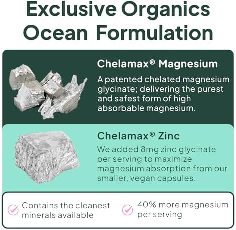 Authentic USA imported Organics Ocean dietary supplement bottle showcasing natural Dead Sea sourcing details