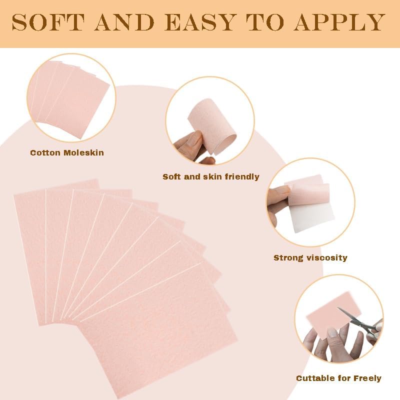 Self adhesive mole skin patches for shoe friction reduction and heel protection