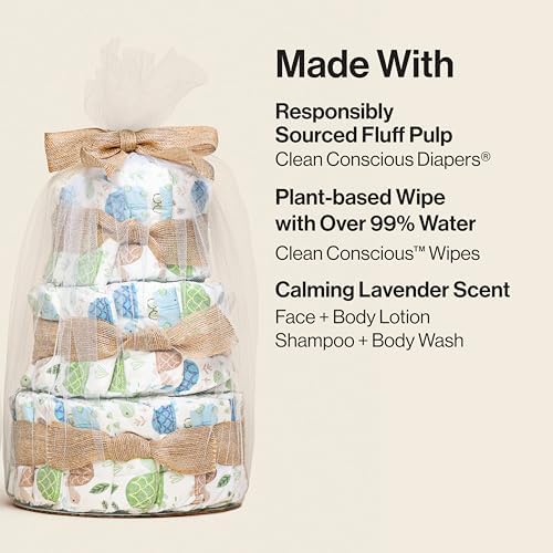 The Honest Company eco friendly baby registry diaper cake centerpiece side view