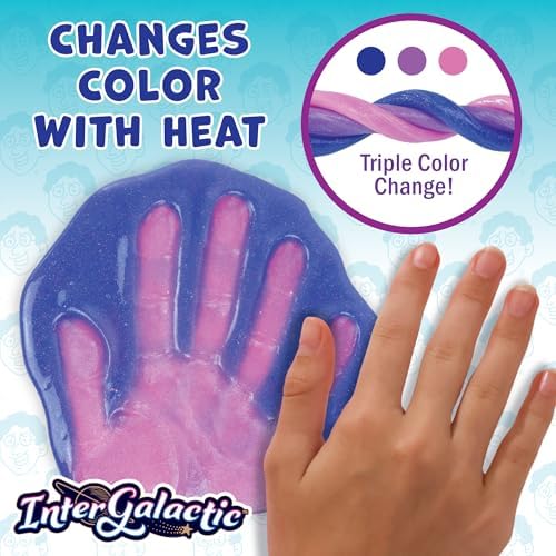 Crazy Aaron's Intergalactic triple color changing putty being stretched to reveal ultraviolet purple and cosmic pink hues