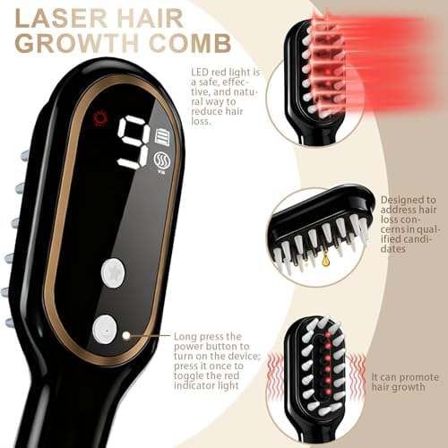 Apbier hair growth comb lit up displaying 650nm red light diodes