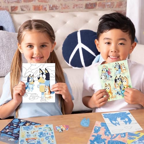 Toddler activity playset with Bluey and Bingo character punch-out sheets