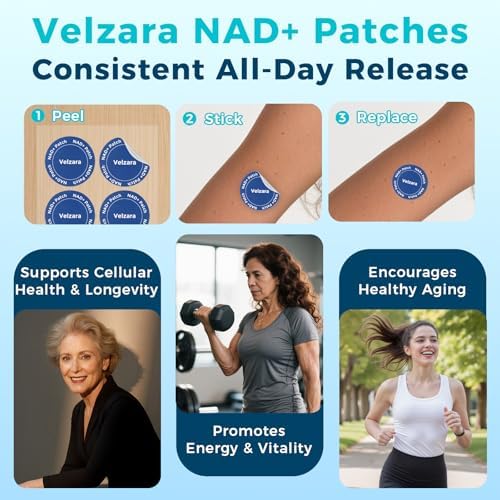 Velzara NAD Plus Patches lifestyle application view on skin