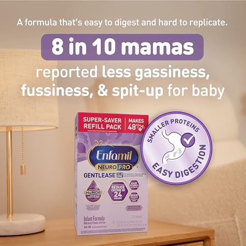 Enfamil NeuroPro Gentlease baby milk formula illustrating smaller easy to digest proteins feature