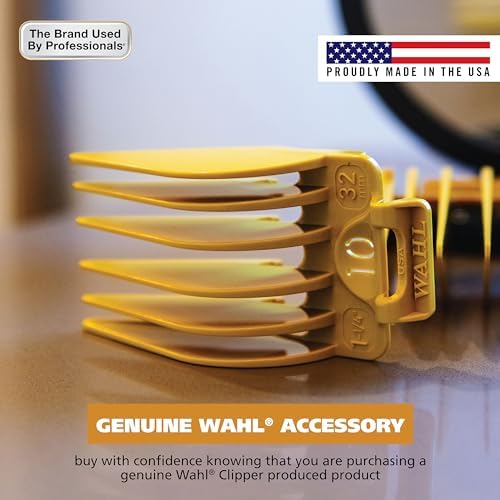 Side view of the Wahl secure fit guard set emphasizing the curved smooth glide comb profile