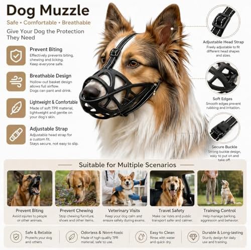 LH NTGR humane dog muzzle for large dogs prevents biting