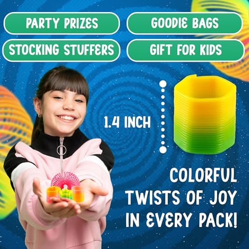 Bedwina five pack of neon rainbow magic spring toys showcasing flexible stretching motion