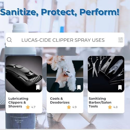 Lucas-Cide Clipper Cleaner 16 fluid ounce bottle studio shot