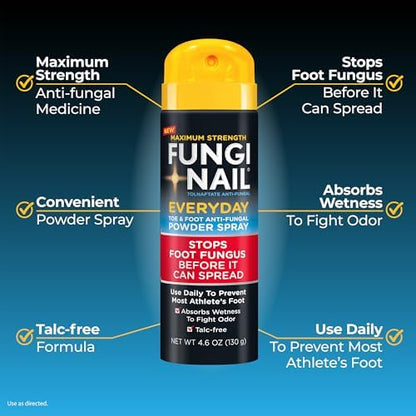 Talc-free antifungal foot spray for moisture and odor control.