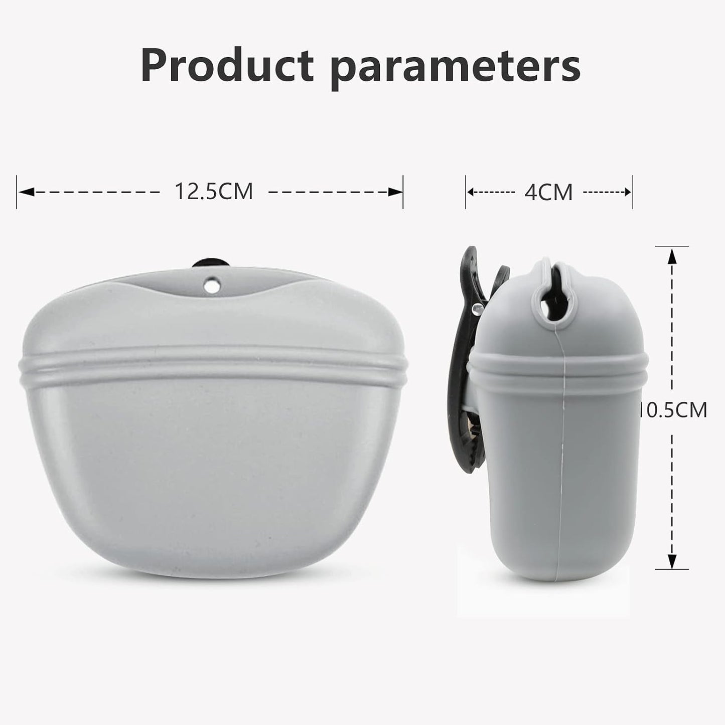 Compact size comparison of the grey and black imported silicone dog pouch set