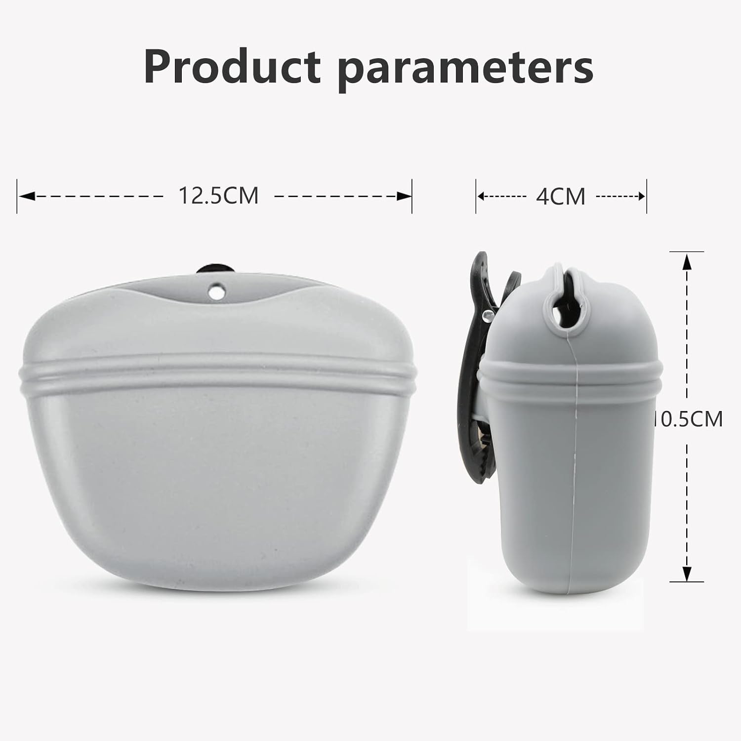 Compact size comparison of the grey and black imported silicone dog pouch set