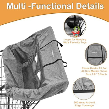 Top view of universal fit shopping cart cover for infants
