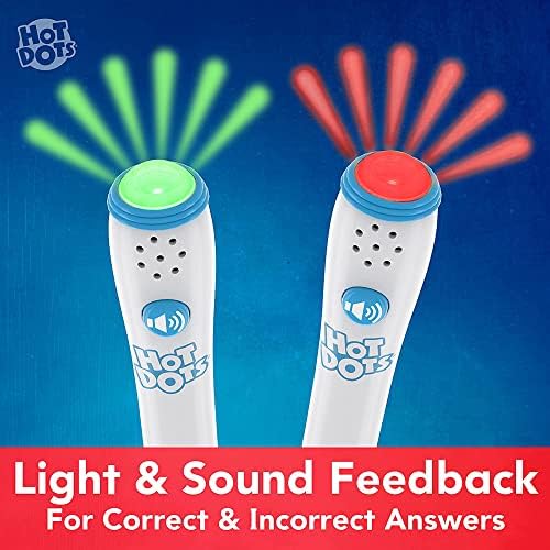 Single interactive learning pen illuminating a green light to signal a correct answer choice.