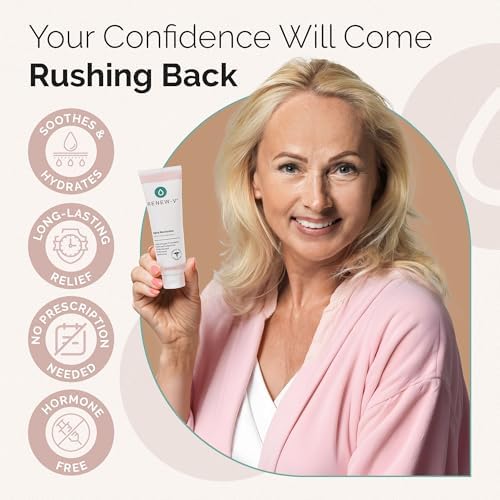 Renew-V vaginal moisturizer tube and packaging for feminine itch relief.