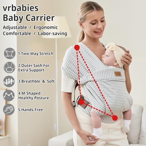 Close up view of the adjustable buckle design on the vrbabies kangaroo easy wearing wrap.
