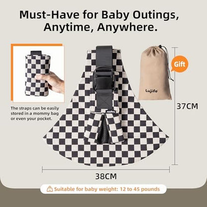 Side view of the lightweight portable toddler carrier highlighting the secure buckle closure