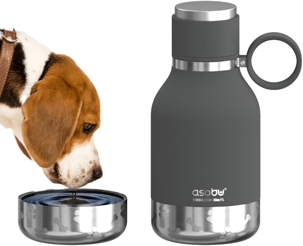 Asobu Buddy Bottle a Stainless Steel Insulated Water Bottle for with Removable Dog Water Bowl and Dog Food and Treat Storage Bowl (Midnight Marble, 37 oz Water Bottle with Bowl) - Image 14