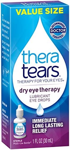 TheraTears Lubricant Eye Drops value size packaging showing electrolyte formula benefits