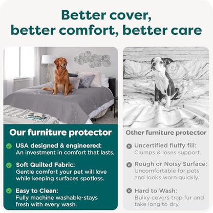 Folded Furhaven jumbo king size waterproof blanket showcasing the soft twill texture.