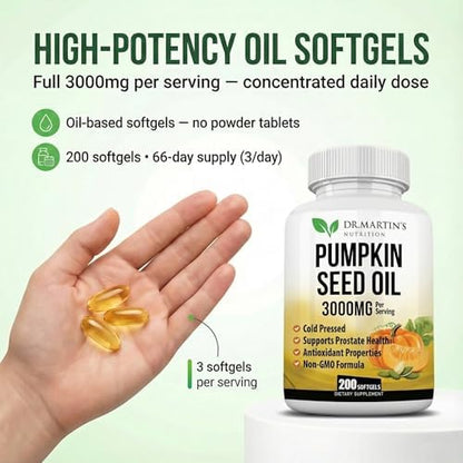 Dr. Martin's Pumpkin Seed Oil 3000mg packaging back side