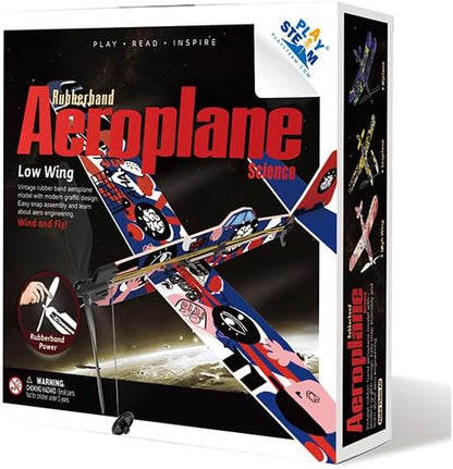 PLAYSTEM Rubber Band Aeroplane Low Wing STEM Kit front view packaging