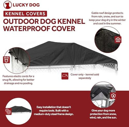 Sturdy elastic cords securing black weather guard kennel cover close up