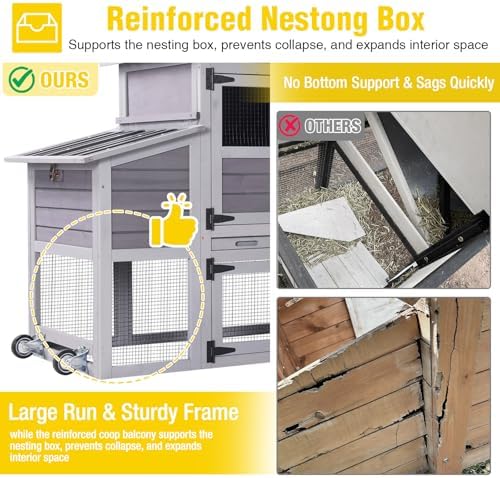 Aivituvin outdoor wooden chicken shelter nesting box close up