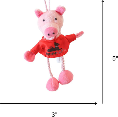 Steel Dog plush pig cat toy showing hidden refillable Velcro pouch detail