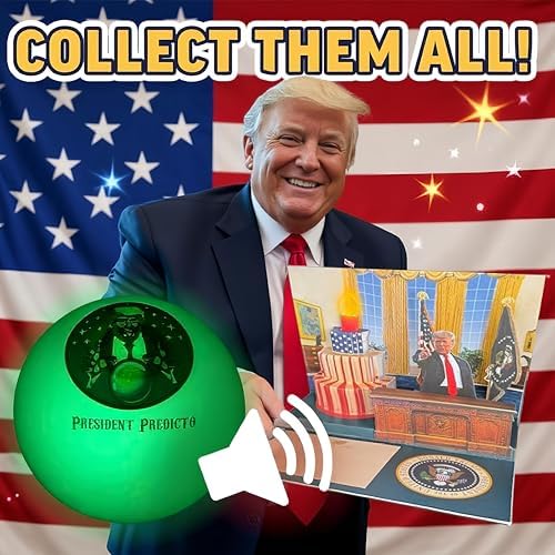 Close up of President Predicto novelty toy on a desk