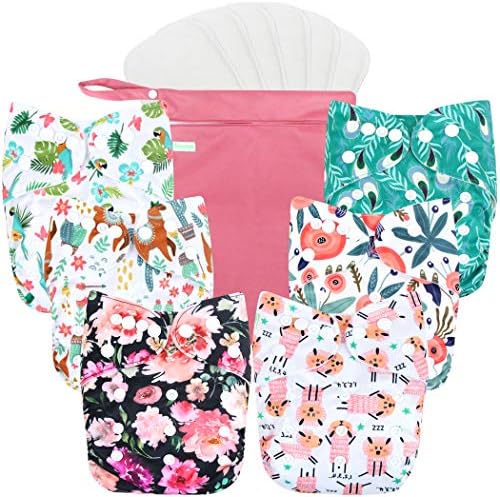 Wegreeco washable reusable baby diapers laid flat showcasing the inner suede cloth pocket.
