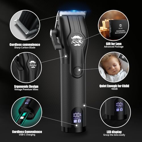 BILLAR rechargeable foil shaver for men designed for clean shaves and smooth bald fades