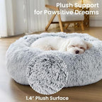 JOLLYVOGUE Small Dog Bed, Calming Dog Beds for Small Dogs & Indoor Cats - 20 Inches Donut Washable Cat Bed for Kittens & Puppies, Round Fluffy Plush Faux Fur Pet Beds(Smoke Grey) - Image 5